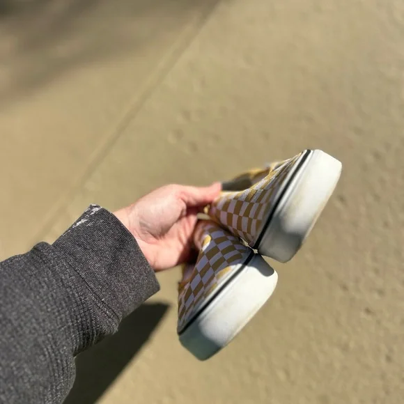 Vans Yellow Checkered Slip-On Shoes - Picture 3 of 5